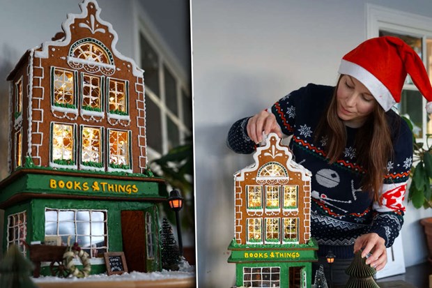 Pepparkaksbygge med miniatyrer